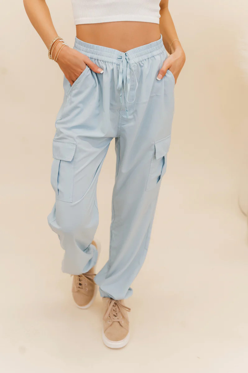 Britt Satin Cargo Pants | BluePeppermint Boutique