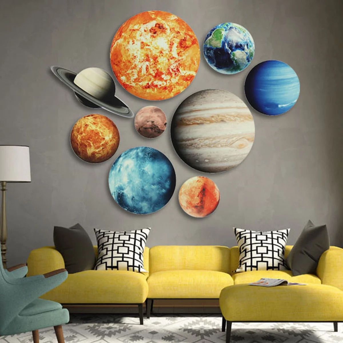 Solar System Fluorescent Wall Stickers Glow In The Dark Planets Mars Outer Space Decor Children R... | Walmart (US)