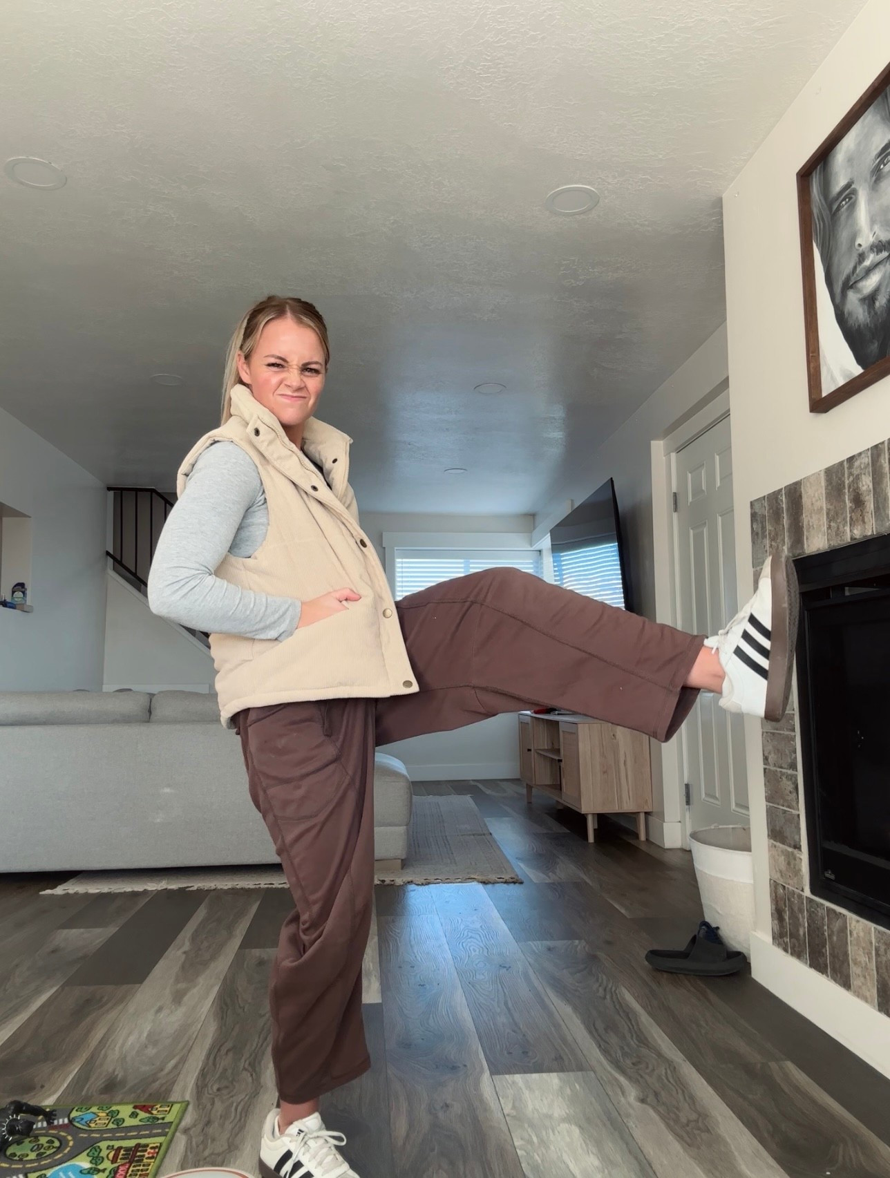 Cute casual mom outfit! Loving these free people look alike pants. So comfy! 

#LTKootd #LTKdayinmylife #LTKPetite