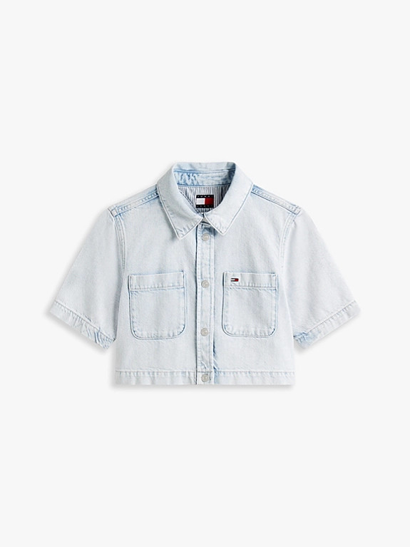 Relaxed Cropped Short Sleeve Lightweight Denim Shirt | Tommy Hilfiger UK
