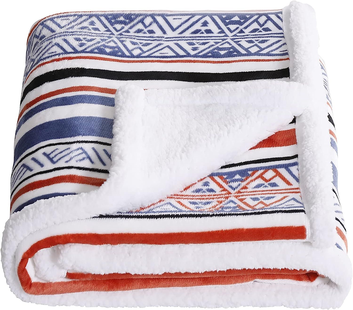 SOCHOW Sherpa Fleece Throw Blanket, Fuzzy Warm Super Soft Reversible Stripe Geometric Pattern Plu... | Amazon (US)