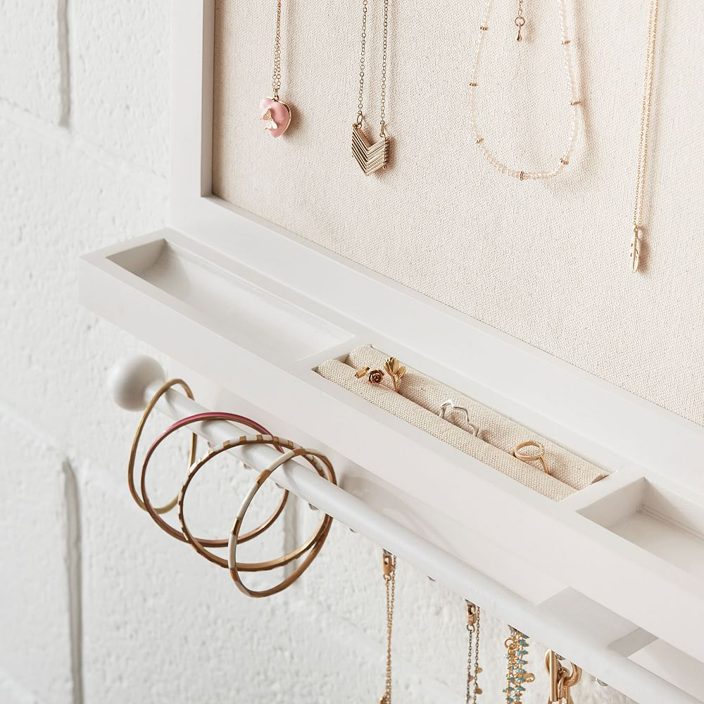 No Nails Wall Jewelry Holder and Linen Pinboard (24"x22") | Pottery Barn Teen