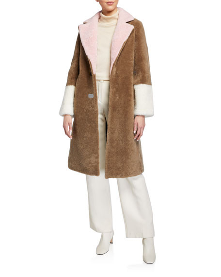 Saks Potts Febbe Long Shearling Skin Coat | Neiman Marcus