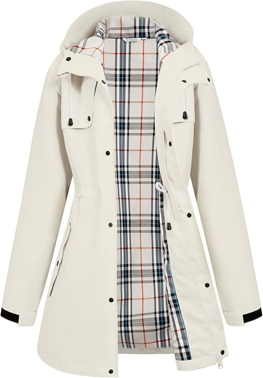 PITINAN Raincoat For Women Waterproof Long Hooded Rain Jacket Outdoor Raincoat Windbreaker S-XXL | Amazon (US)