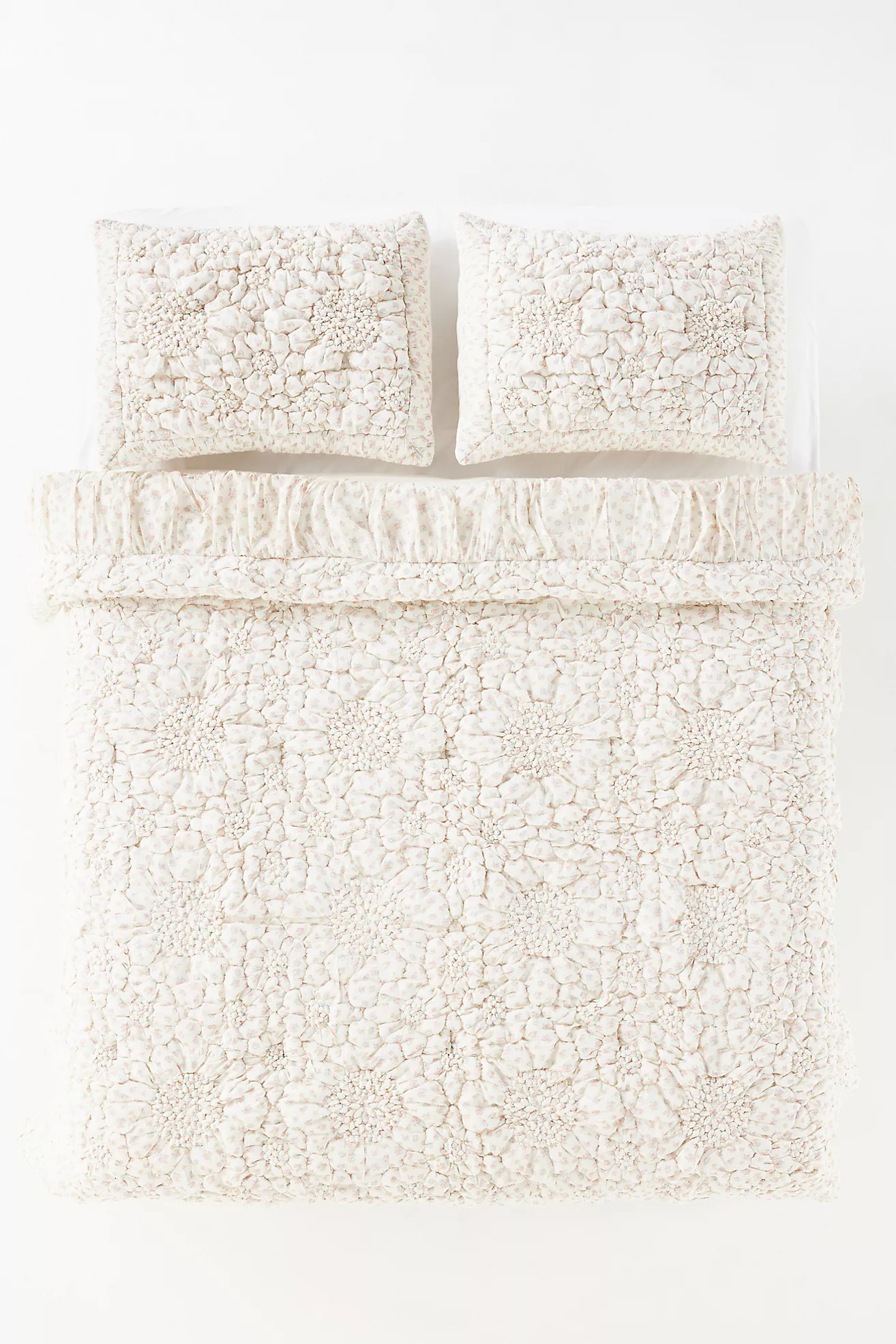 Dahlia Cotton Voile Floral Printed Textured Quilt | Anthropologie (US)