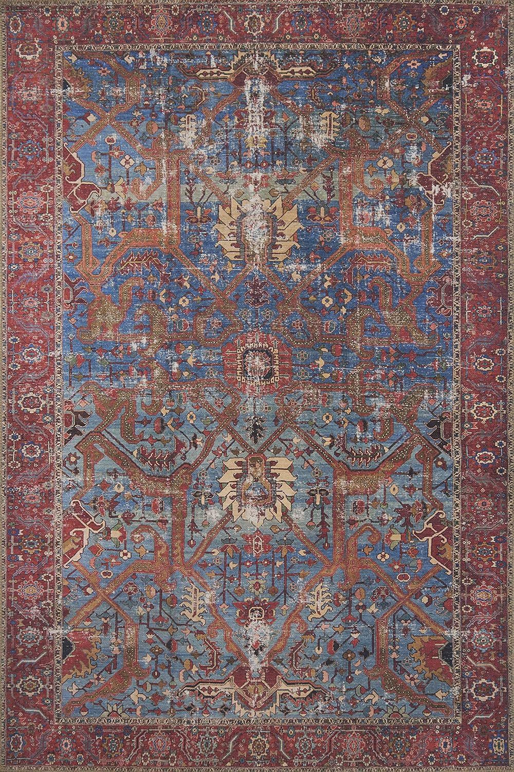 Loloi Loren Collection LQ-10 Classic Traditional Area Rug 7'-6" x 9'-6"  Blue/Red | Amazon (US)