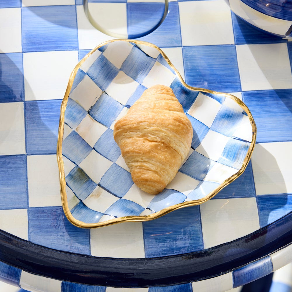 Check Fluted Ceramic Heart Plate | MacKenzie-Childs