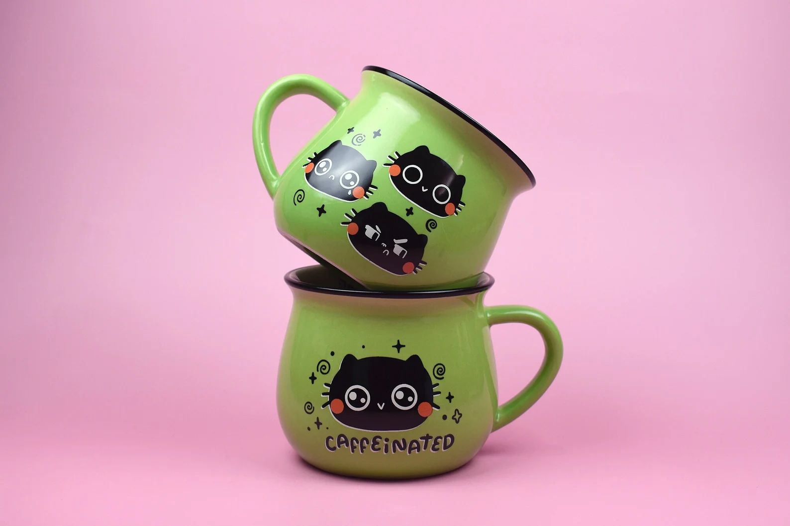 Caffeinated Cat Mug Microwave & Dishwasher Safe Cute Black Cat Lover Drinkware - Etsy | Etsy (US)