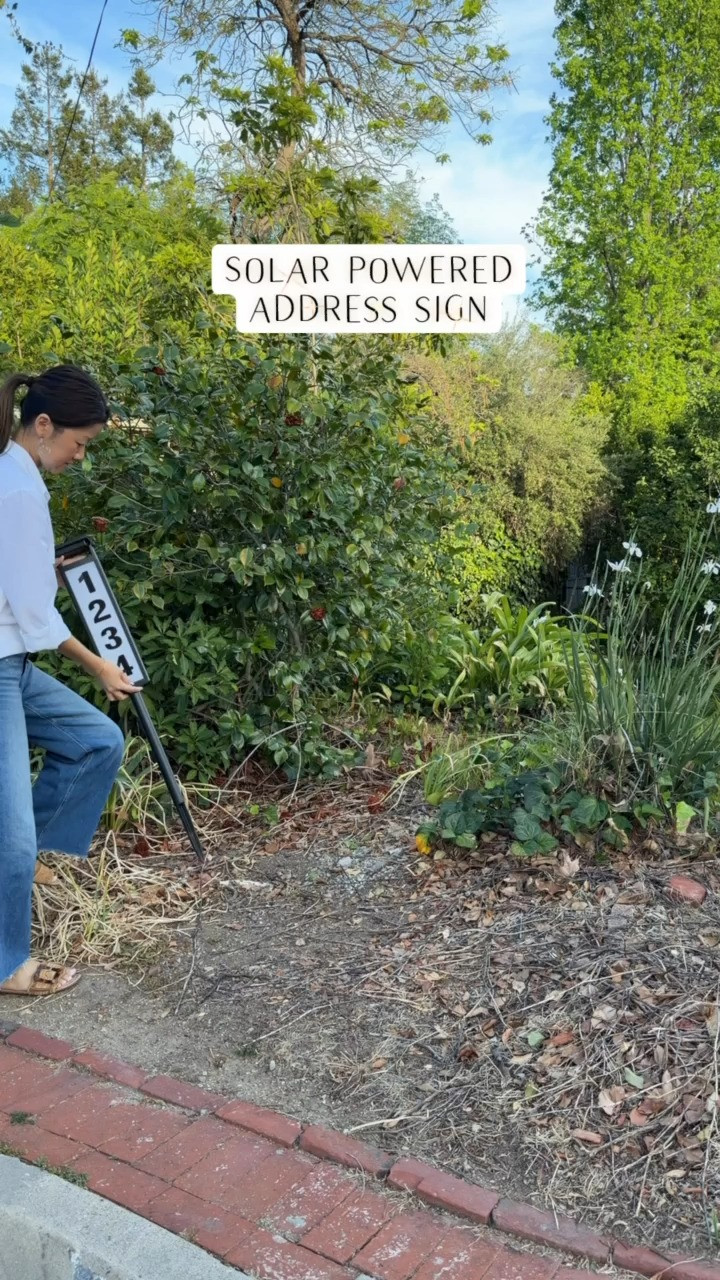 Where has this solar lights address signed been on my life?!! can't believe how easy this is to set up and works so well!
Comes with several different number templates as well as directional signs. Such a genius find! 

 #LTKHome #LTKSaleAlert