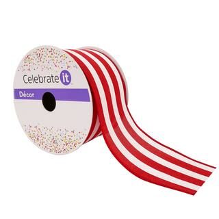 2.5" Faux Linen Wired Thick Striped Ribbon by Celebrate It™ Décor | Michaels Stores