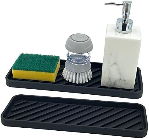 Lenphsco Sponge Holder for Kitchen Sink( 12 x 4 ) Silicone Kitchen Sink Organizer Tray, Bathroom Soa | Amazon (US)
