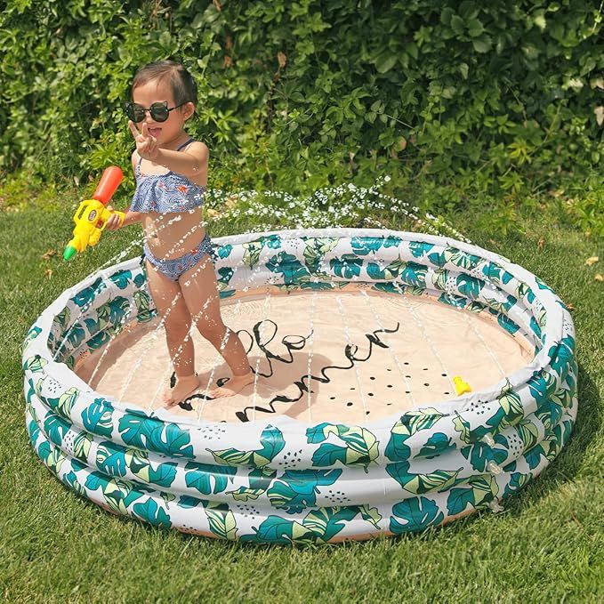 Float Joy Kiddie Pool Inflatable Water Sprinkler for Kids Swimming Pool Toddler Dog Splash Pad Ou... | Amazon (US)