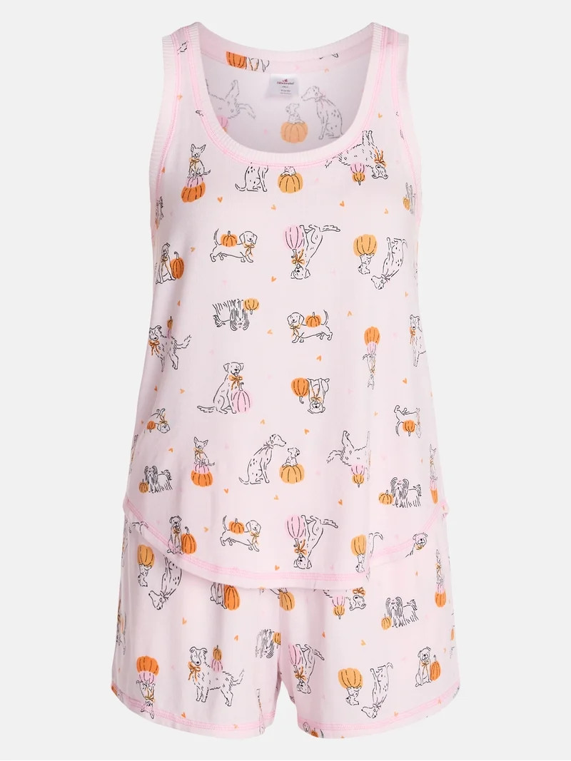 Halloween Women's Hacci Knit Tank Top and Shorts Pajama Set from Way to Celebrate, 2-Piece, Sizes... | Walmart (US)