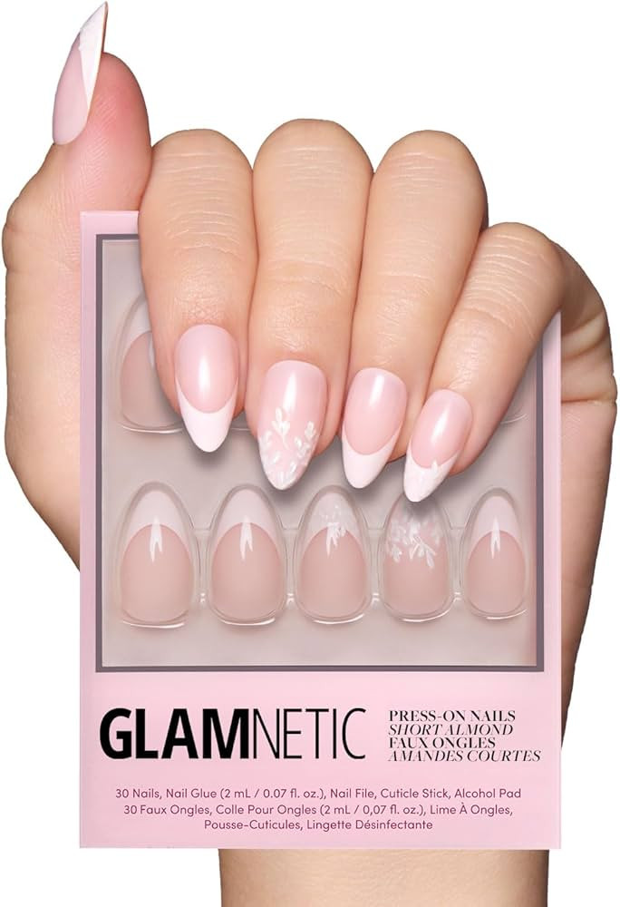 Glamnetic Press On Nails - All Time Love | Glossy, Semi-Transparent, Short Almond French Tip Nail... | Amazon (US)