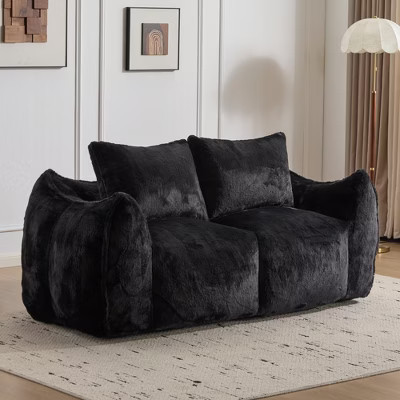 75.2” Modern Fluffy 2-Seater Bean Bag Sofa Couch, Oversized Cozy Loveseat Chase Lounge Chair with 2 Pillows for Living Room Bedroom | Target