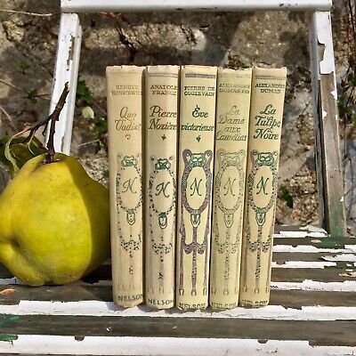 Antique French Book Bundle. Cream/Blues. x5 Hardbacks Coffee Table Decor | eBay US