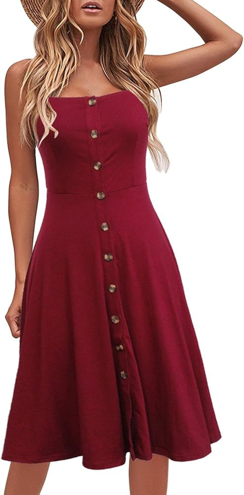 Berydress Women's Casual Beach Summer Dresses 2025 Solid Cotton Flattering A-Line Spaghetti Strap... | Amazon (US)