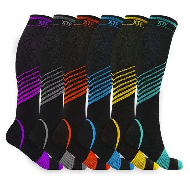 6-Pair Sport Compression Socks for Men and Women Knee High - made for running, athletics, pregnan... | Walmart (US)