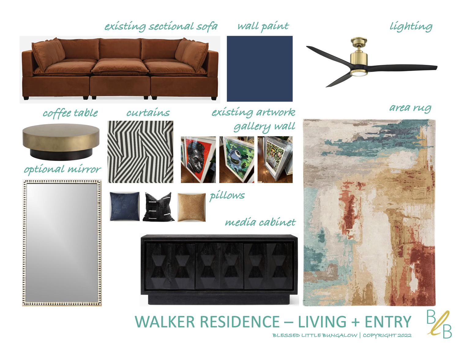 This living + entry concept is all about balance—grounded, warm, and quietly bold. We layered rich textures, deep blue walls, sculptural lighting, and existing pieces with thoughtful new additions to create a space that feels cohesive without starting from scratch.

Design doesn’t have to mean replacing everything. Sometimes it’s about honoring what’s already there and building around it with intention.#MoodBoardMonday #InteriorDesignProcess #BlessedLittleBungalow 

 

#LTKHome #LTKHome