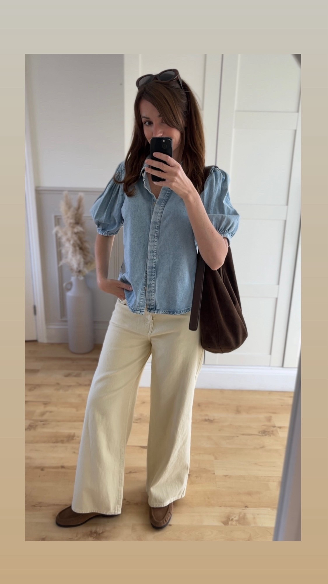 Denim blouse size 10.
Jeans size 10 regular.
Backless loafers true to size.



#LTKuk #LTKspring #LTKsummer