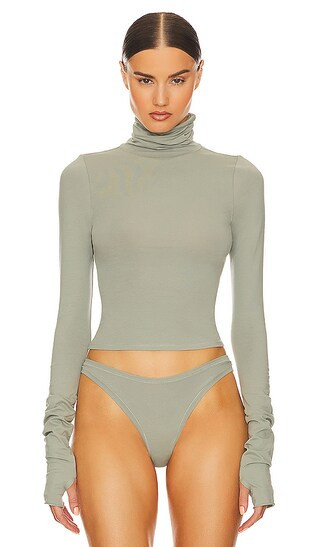 Jersey Long Sleeve Turtleneck in Sage | Revolve Clothing (Global)