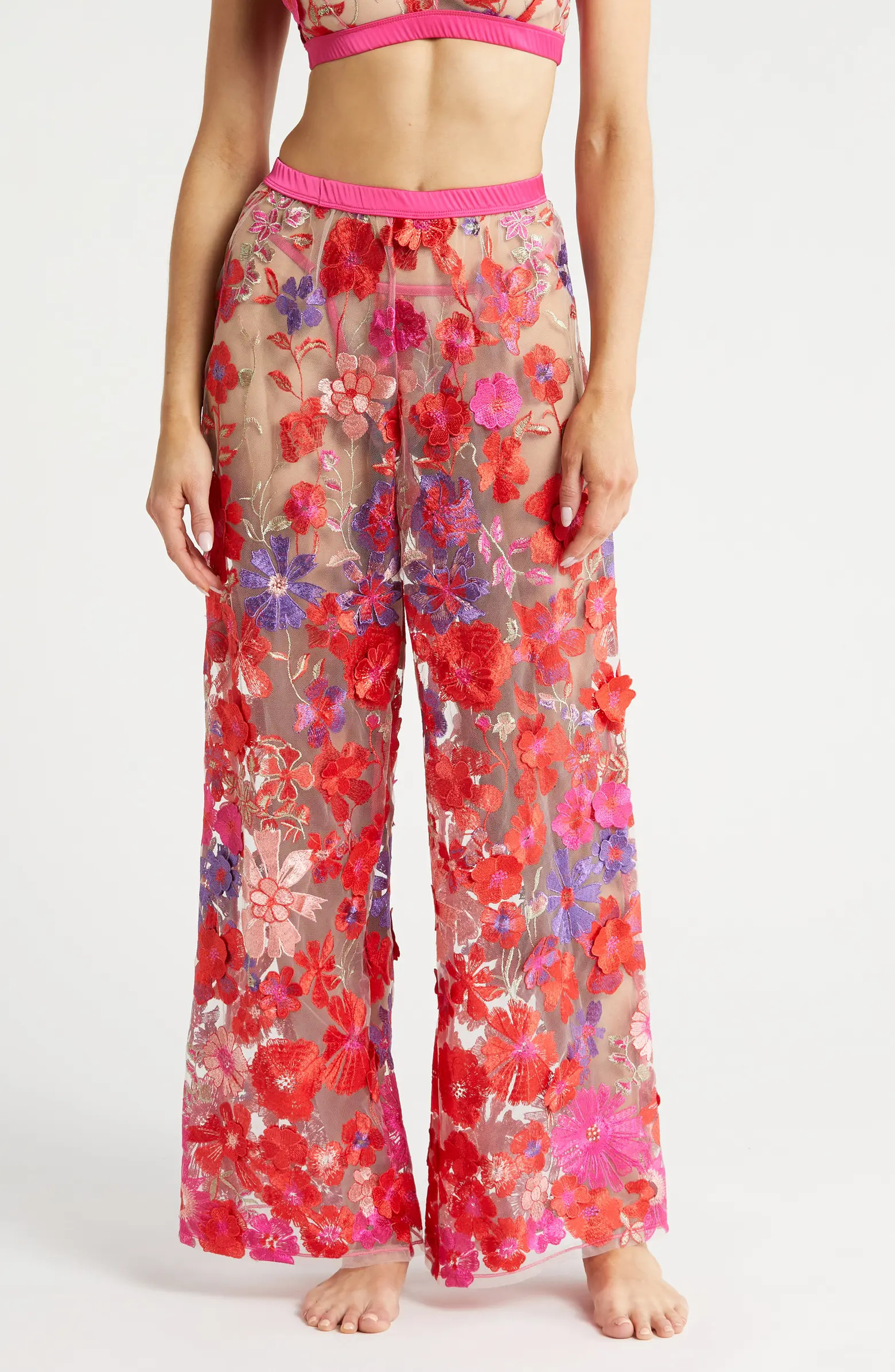 KILO BRAVA Embroidered Mesh Flare Pants | Nordstrom | Nordstrom