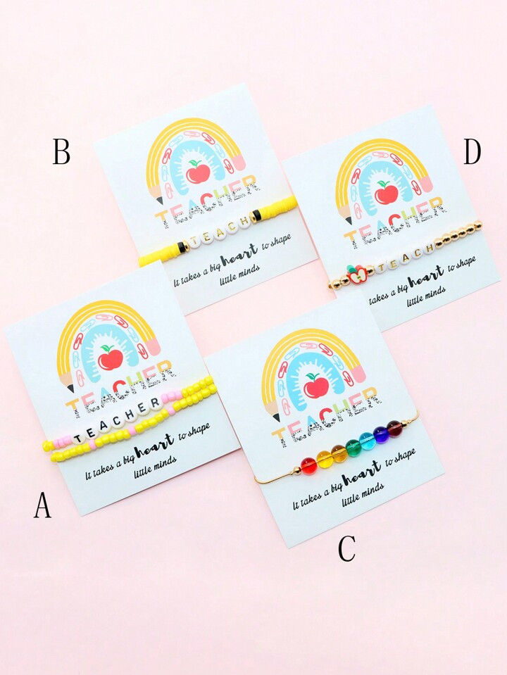 1pc Beads Letter TEACH Bracelet Packing With Teacher Gift Card, Gift For Teacher | SHEIN