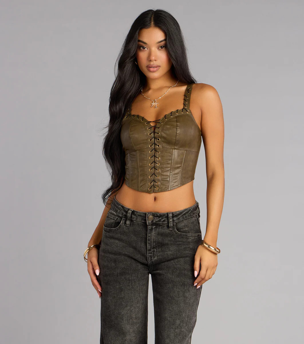 Street Siren Faux Leather Corset Top | Windsor Stores