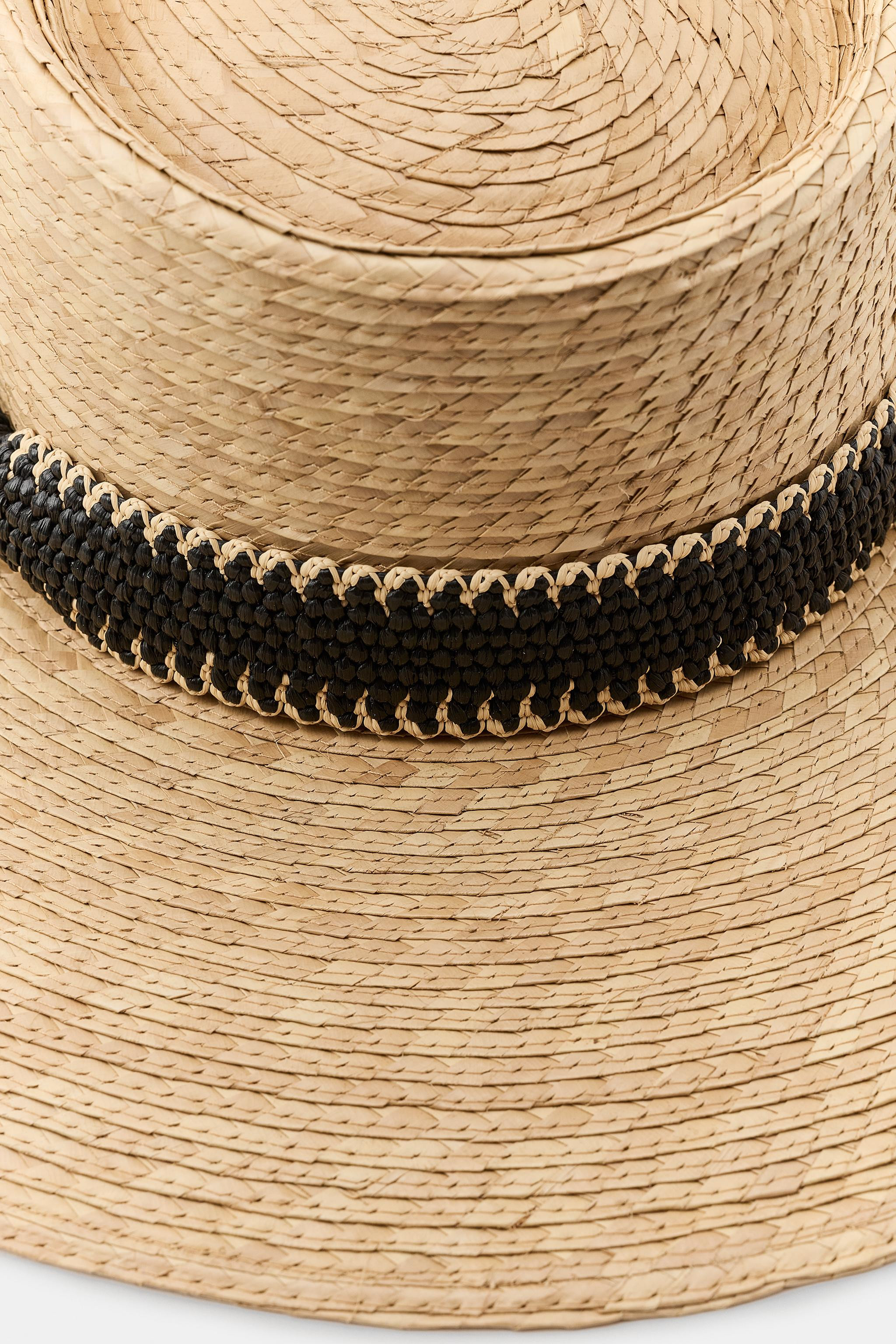 100% STRAW HAT WITH CONTRASTING BAND | Zara Canada