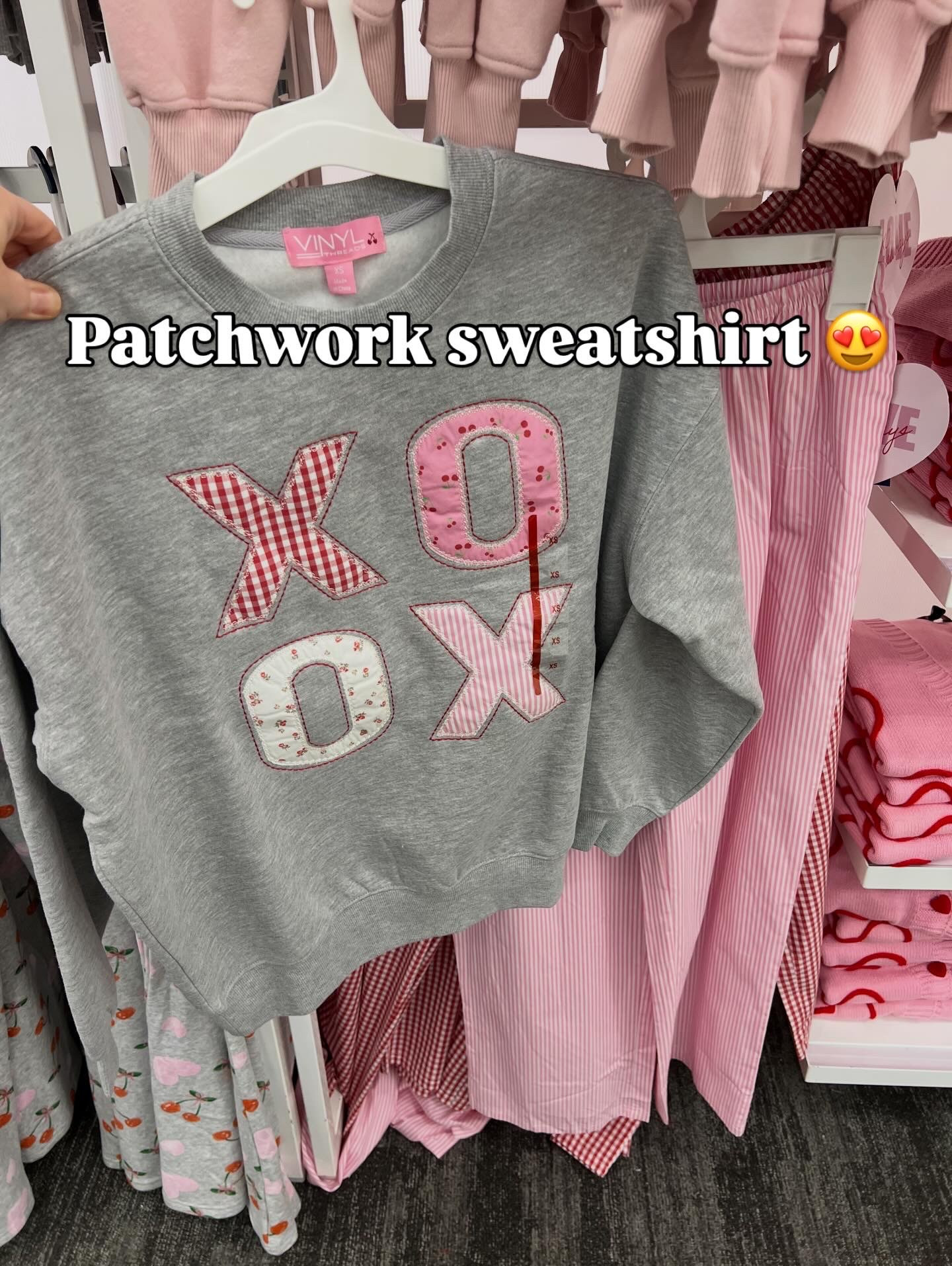 Target Valentine’s Day sweatshirt - cute year round! The patches are sewn on, looks like a boutique find! 

#LTKValentine