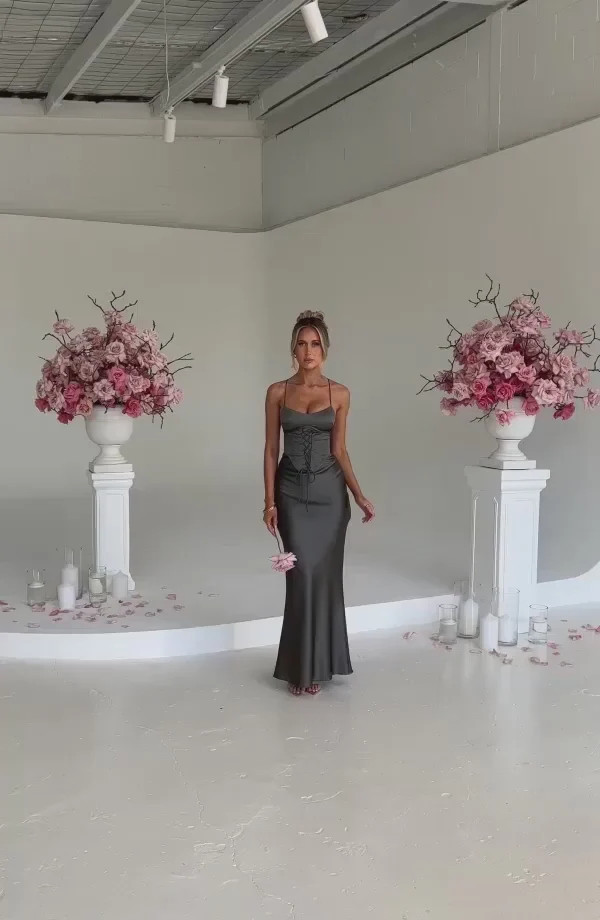 Lillia Maxi Dress - Charcoal | Babyboo (global)