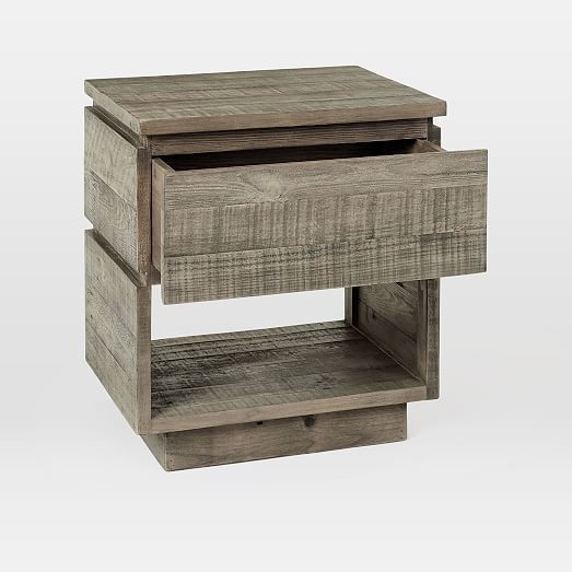 Emmerson® Modern Reclaimed Wood Nightstand - Stone Gray | West Elm (US)