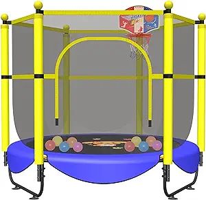 VGMiu 60" Trampoline for Kids, 5 FT Indoor & Outdoor Small Toddler Trampoline with Basketball Hoo... | Amazon (US)