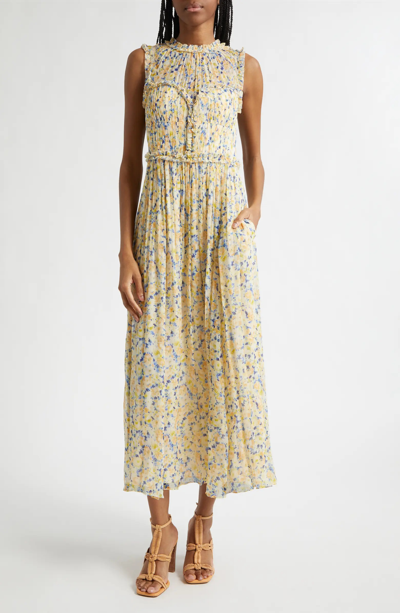 Ulla Johnson Kasia Floral Silk Midi Dress | Nordstrom | Nordstrom