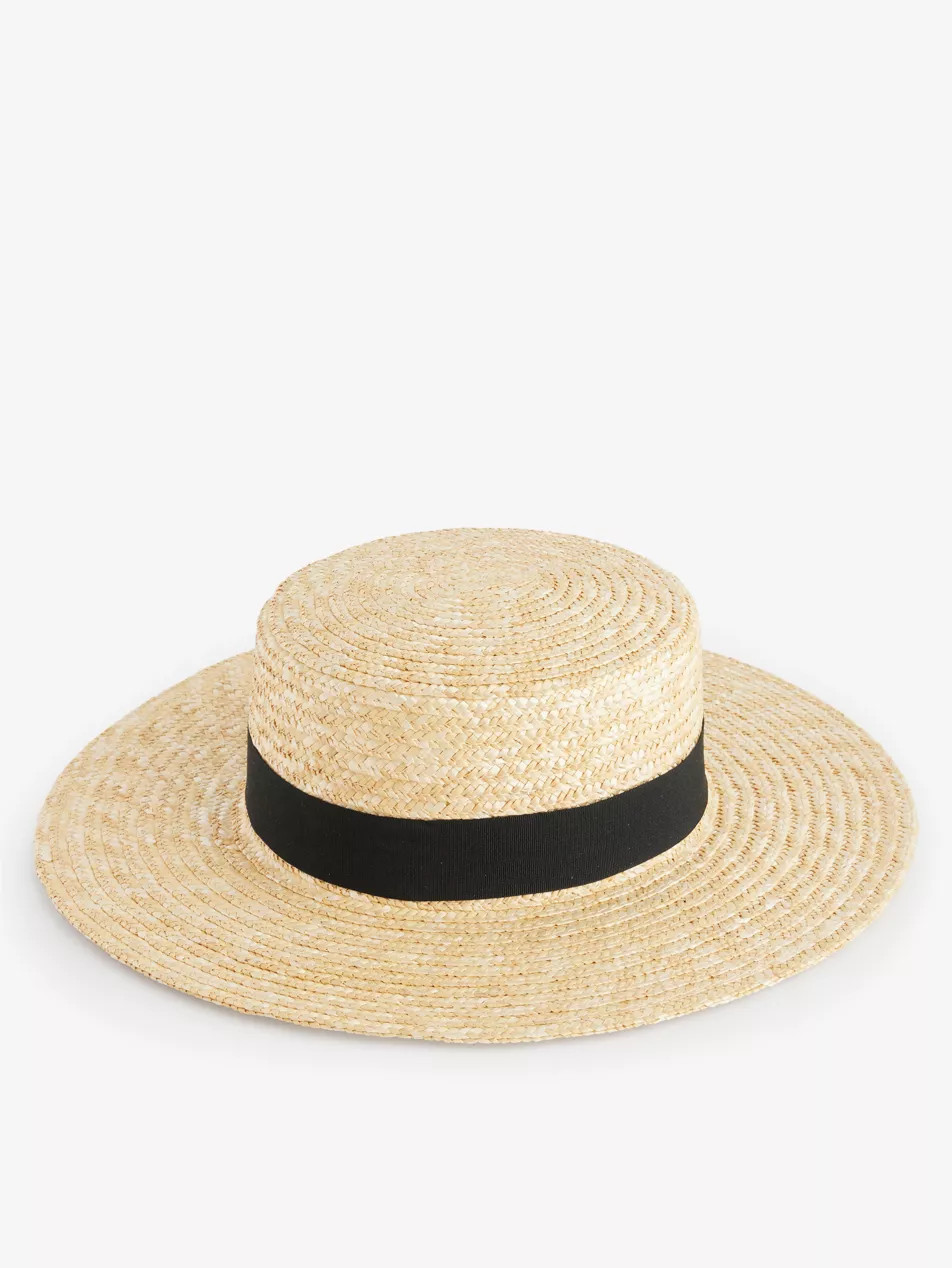 Boater ribbon-embellished straw hat | Selfridges