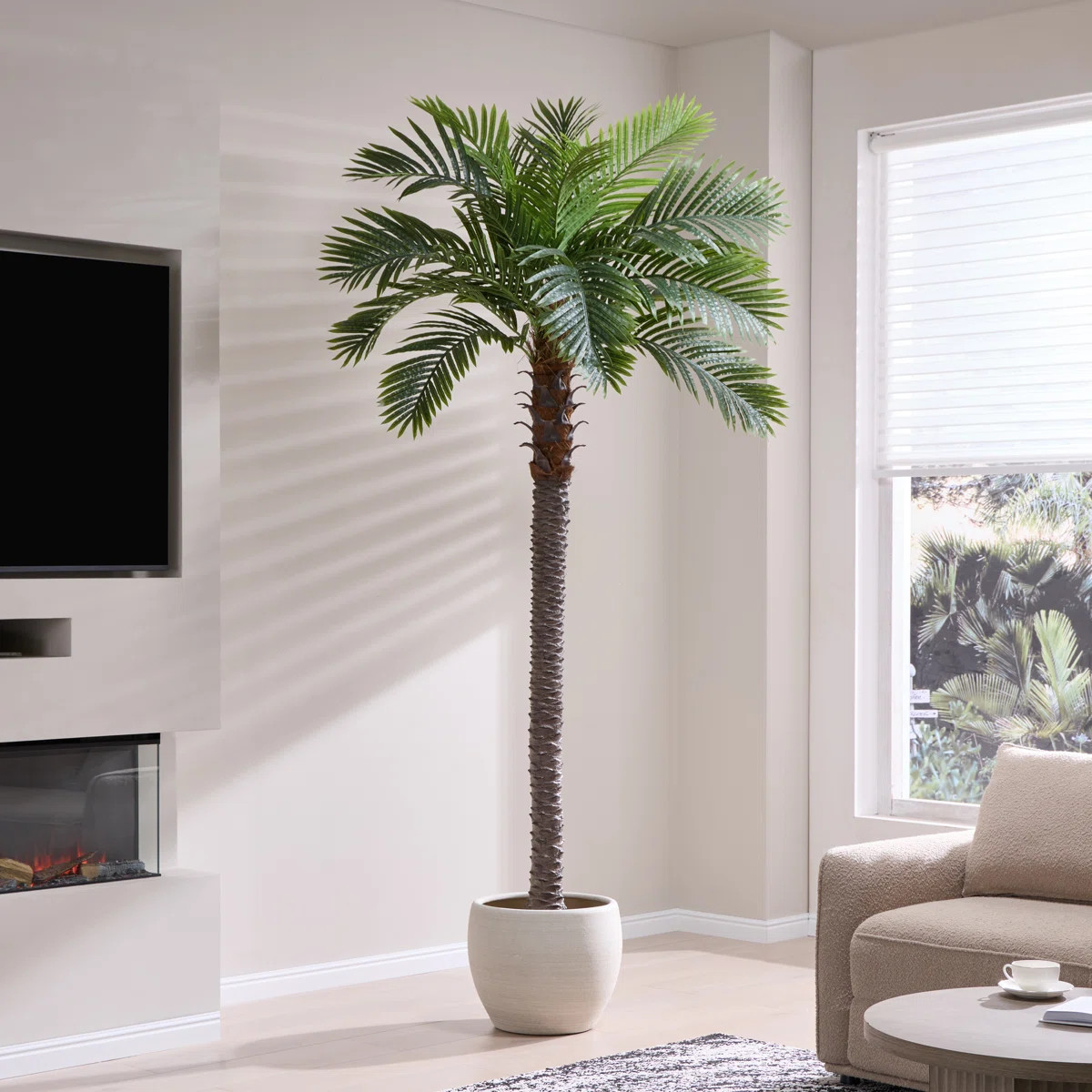 8.5FT Artificial Coconut Palm, Faux Coconut Silk Palm Tree, Tropical Fake Trees for Indoor Outdoo... | Wayfair North America