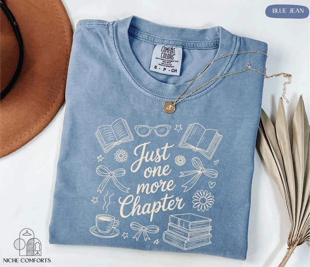 Comfort Colors® Just One More Chapter Shirt, Book Lover Shirt, Books and Coffee Shirt, Floral Bo... | Etsy (US)