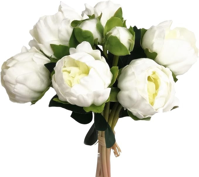 Angel Isabella, LLC Real Touch Peony Bouquet - 6 Blooms 2buds PU Life-Like Realistic Touch Artifi... | Amazon (US)
