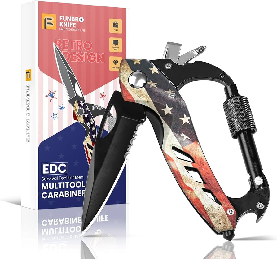 Multitool Carabiner Knife Tools for Men, Cool Gadgets Survival Gear with Folding Knives, Bottle O... | Amazon (US)