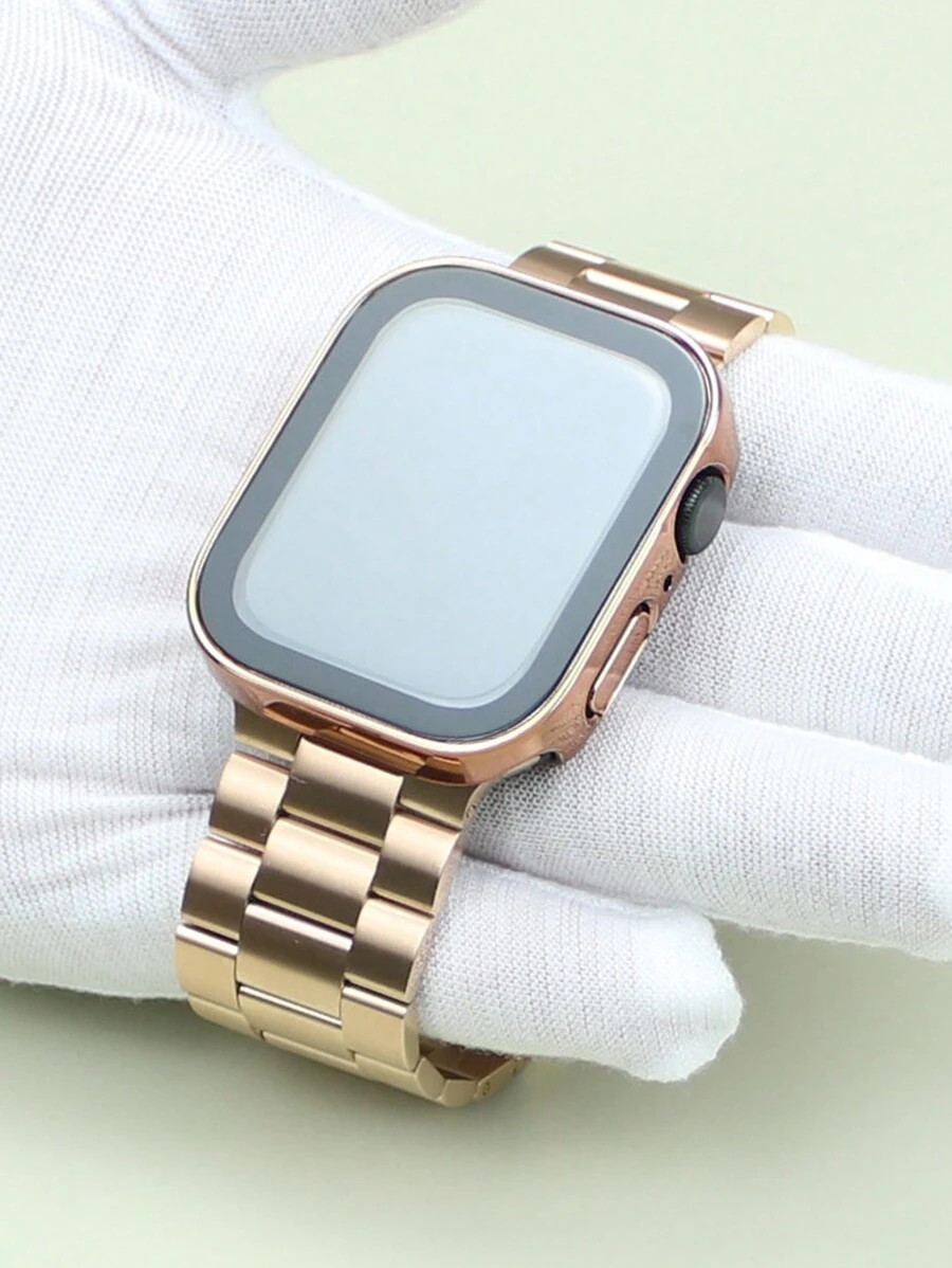 2pcs Apple Watch Strap Apple Watch Case Rose Gold Business Casual High-End 316l Stainless Steel ... | SHEIN