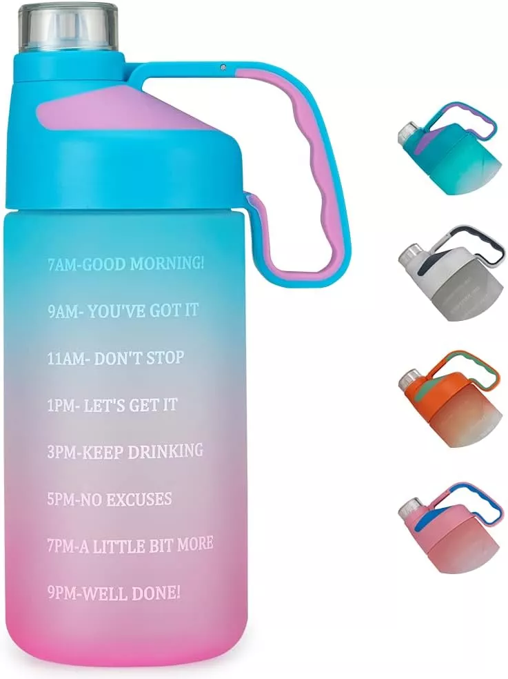 Water Bottle Motivational Time Marker to Drink and Straw Leakproof BPA Free  Drin
