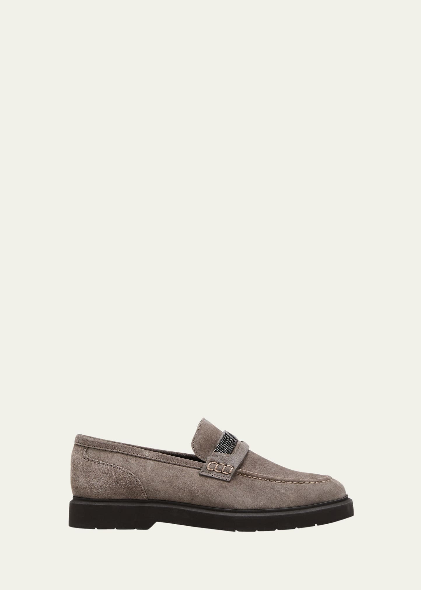 Brunello Cucinelli Suede Monili Casual Loafers | Bergdorf Goodman