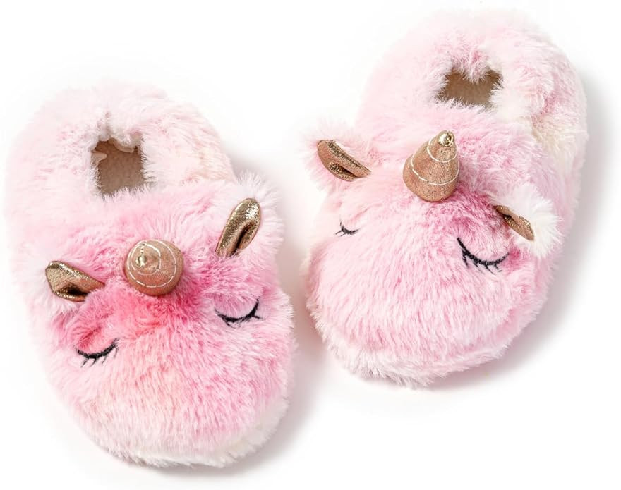Baby Girls' Cartoon Indoor Anti Slip House Slippers | Amazon (US)