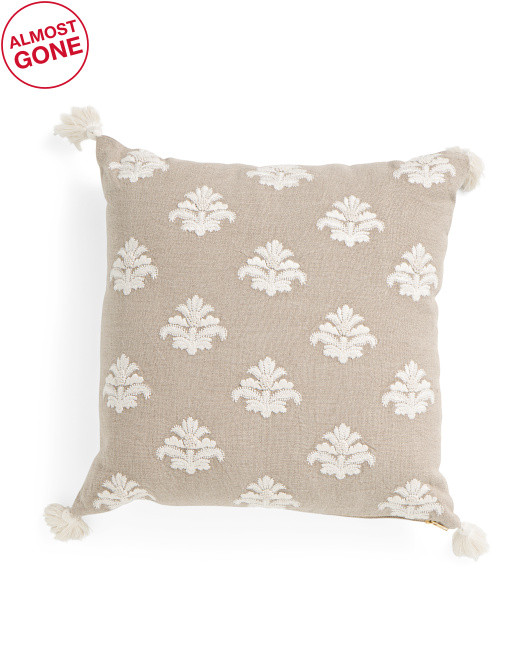20x20  Linen Embroidered Floral Pillow | TJ Maxx