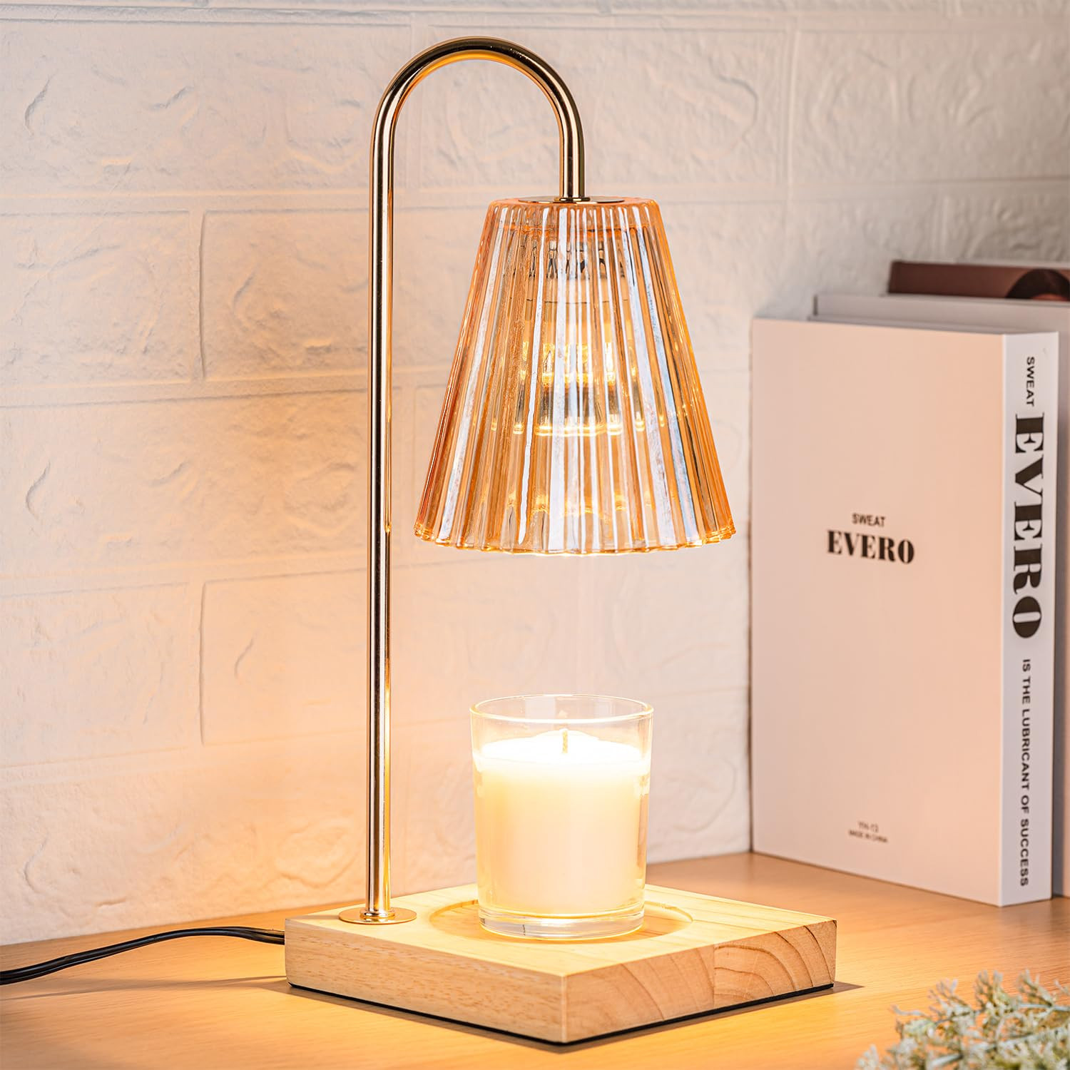 Candle Warmer Lamp with Timer, Vintage Amber Nightstand Candle Warming Lamp for Home Room Decor, ... | Amazon (US)