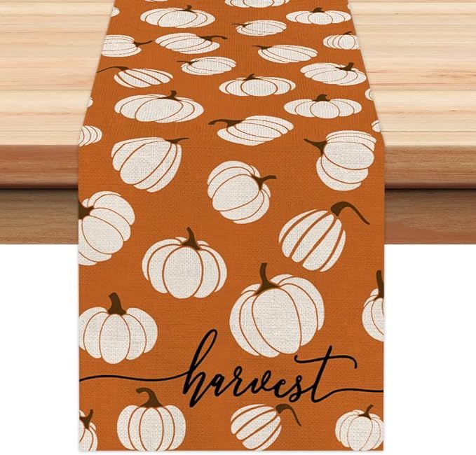 Fall Decorations Pumpkin Orange Table Runner 13x72 Inches Seasonal Autumn Thanksgiving Decor Holi... | Amazon (US)