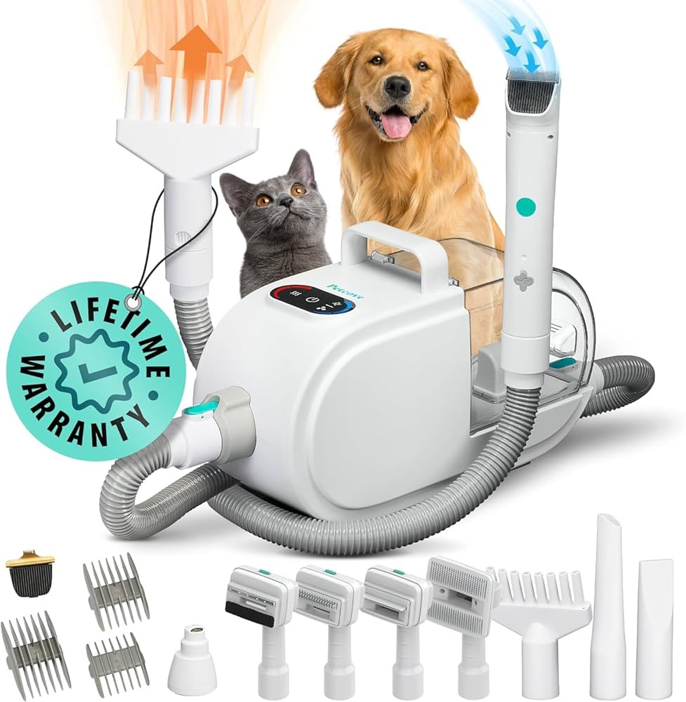 7 in-1 Dog Grooming Kit And Dog Hair Dryer, 60db low Noise Dog Grooming Vacuum, Pet Vacuum Groomi... | Amazon (US)