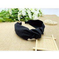 Black Linen Knot Headband, Black Knotted Headband, Stylish Fashion Hairband, Headbands For Women, Wi | Etsy (US)