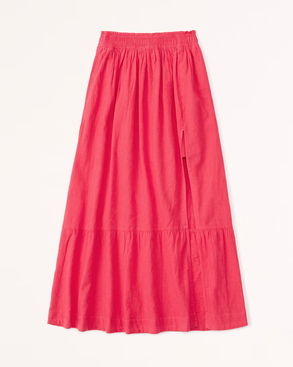 Women's Linen-Blend Maxi Skirt | Women's Clearance | Abercrombie.com | Abercrombie & Fitch (US)