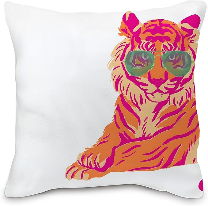 Pink Tiger Pillow Covers - Colorful Pink and Orange Throw Pillow Covers 18x18, Retro Funky Preppy... | Amazon (US)